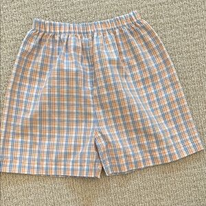 Blue and orange plaid boy’s shorts, size 4T